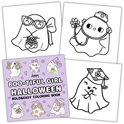 Boo-tiful Girl Halloween Bold and Easy Coloring Book by Lunya