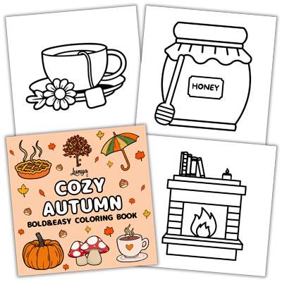 Cozy Autumn Bold and Easy Coloring Book by Lunya Coloring