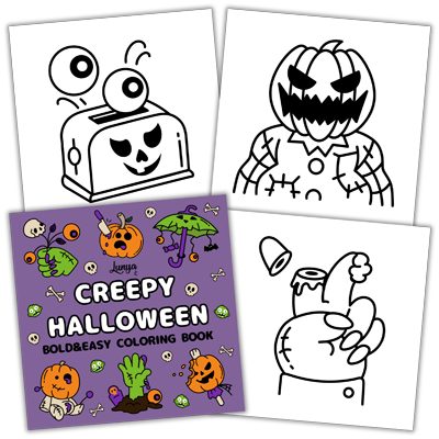 Creepy Halloween Bold and Easy Coloring Book by Lunya