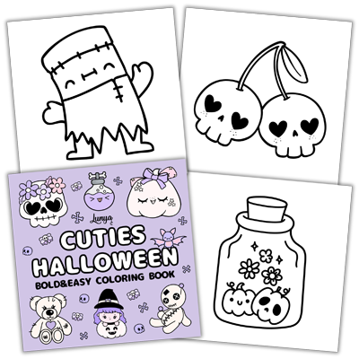 Cuties Halloween Bold and Easy Coloring Book by Lunya