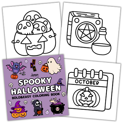 Spooky Halloween Bold and Easy Coloring Book by Lunya