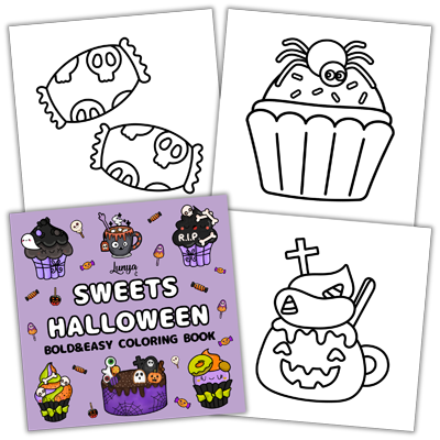 Sweets Halloween Bold and Easy Coloring Book by Lunya